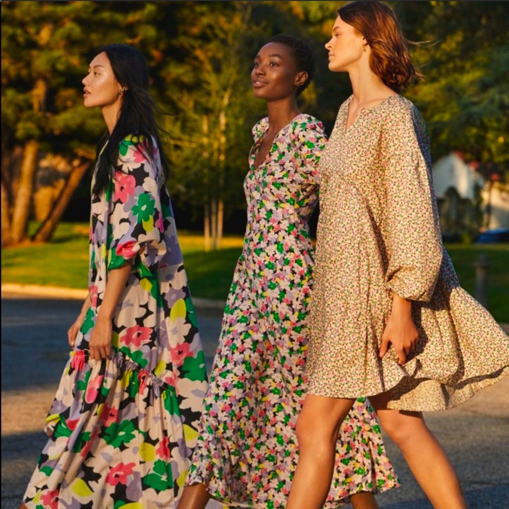 H&M Floral oversized A line Mini Full sleeve Dress - Picture 11 of 16